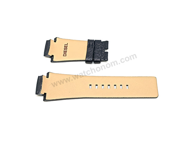 18mm Black Genuine Leather Replacement Watch Strap Band Fits with Diesel Cliffhanger DZ1089 , DZ1091 , DZ1186 , DZ1263 , DZ1299