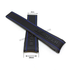 Fits/For Tag Heuer SLS Mercedes - 24mm Black Rubber with Blue Line Replacement Watch Band Strap
