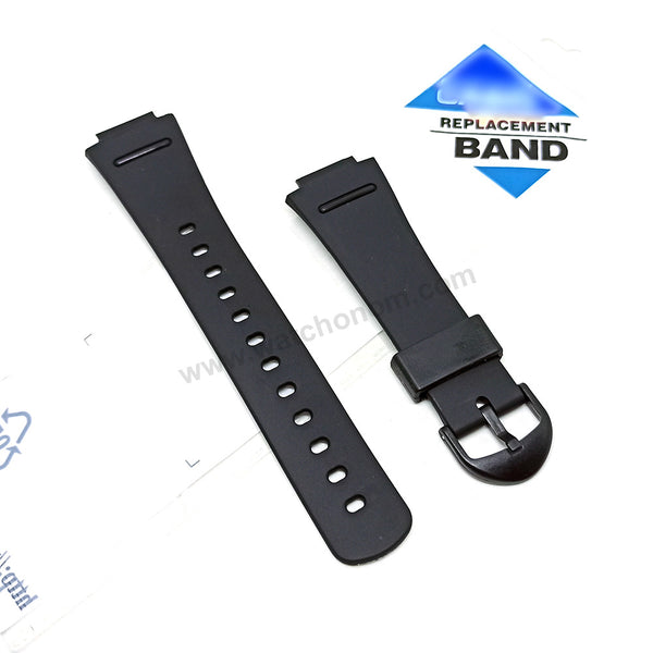 Casio Databank AB-50W-1E , AB-50W-7E , AB-50 Fits with 16mm Black Rubber Replacement Watch Band Strap