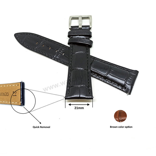 Certina C0334501635100 Ds-8 , C0255101603300 Ds Podium Fits With 21mm Black Genuine Calf Leather Quick Removal Replacement Watch Band Strap