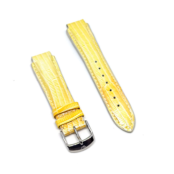 Faconnable Dome D102644 Fits with 16mm Glossy Yellow / Gold Genuine Leather Replacement Watch Band Strap Bracelet