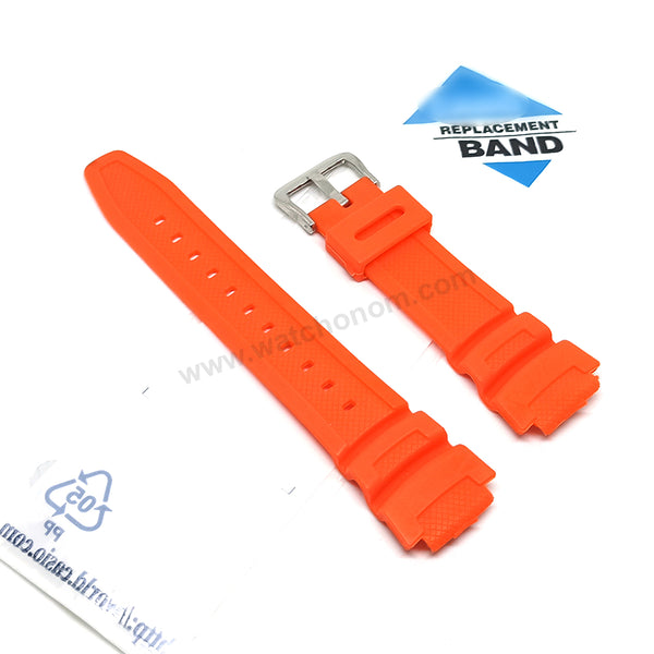 Fits/For Casio W-219H-4AV - Orange Rubber Replacement Watch Band Strap Belt
