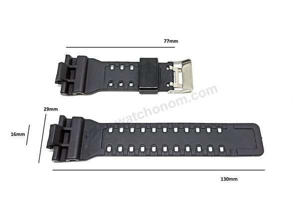 Fits/For Casio G-Shock GA-100/110/120/150/200/300/400/700 BRGHT BLACK Rubber Replacement Watch Band Strap