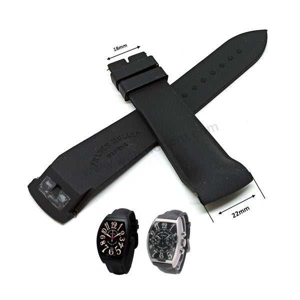 Fits/ For Franck Muller Casablanca 8800 - 22mm Black Leather Replacement Watch Band Strap