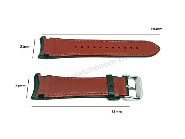 Fits/For Seiko Sportura Chronograph 7T04-0AL0 - SPC141P1 - Black Leather on Red Stitched Replacement Watch Strap Band Belt