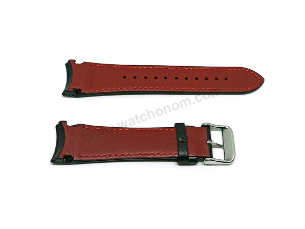 Fits/For Seiko Sportura Chronograph 7T04-0AL0 - SPC141P1 - Black Leather on Red Stitched Replacement Watch Strap Band Belt