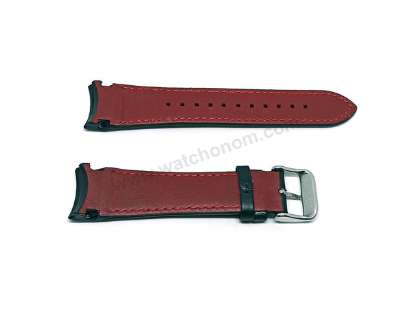 21mm Handmade Red Stitch on Black Genuine Leather Watch Band Strap Compatible For Seiko Sportura Chronograph 7T62-0KW0 - SNAE69P2