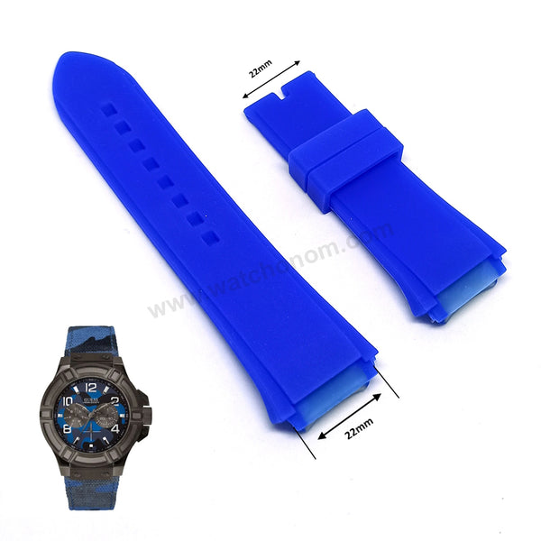 Fits/For Guess Rigor W0407G2 - 22mm Summer Light Blue Rubber Silicone Replacement Watch Band Strap Belt