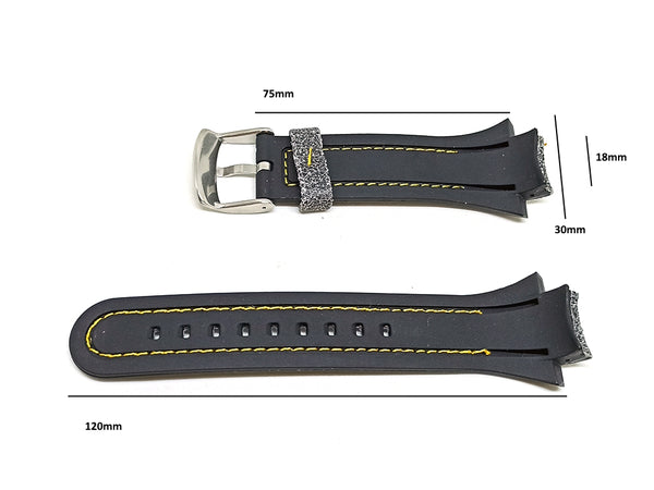 Camel Active A779 , A796 , A797 , A858 Watch Band Strap Belt - Authentic 18mm Gray Leather on Black Rubber