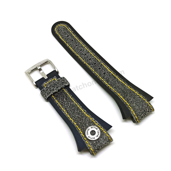 Camel Active A779 , A796 , A797 , A858 Watch Band Strap Belt - Authentic 18mm Gray Leather on Black Rubber