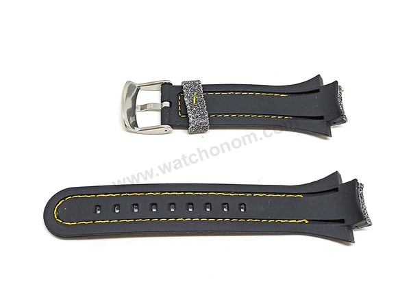 Camel Active A779 , A796 , A797 , A858 Watch Band Strap Belt - Authentic 18mm Gray Leather on Black Rubber