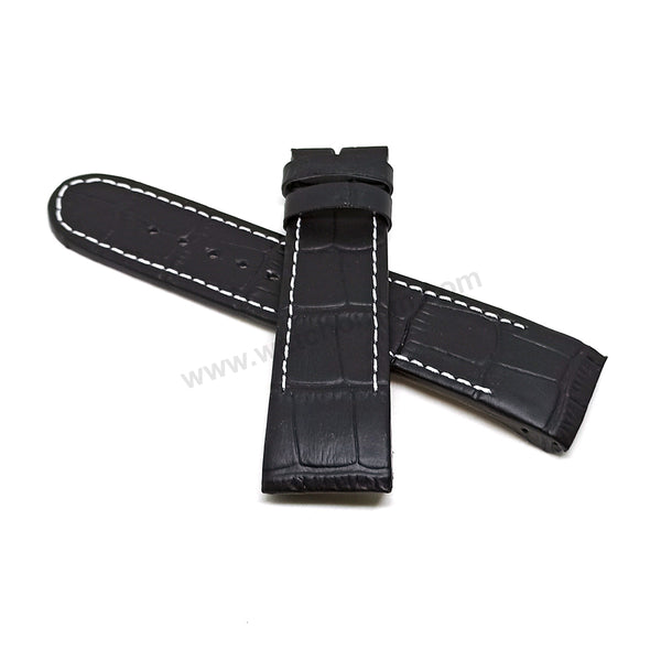 Fits/For Jorg Hysek - 23mm Black Handmade Genuine Leather Replacement Watch Band Strap Belt