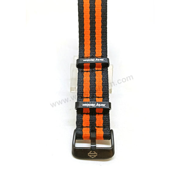 Harley Davidson Flag Colours Inspired 20mm Black - Orange Nylon Textile Knit Replacement Nato Watch Band Strap Bangle
