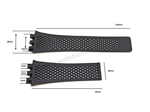 Fits/For Tag Heuer Carrera Heuer 01 - 22mm Black Rubber Replacement Watch Band Strap Belt