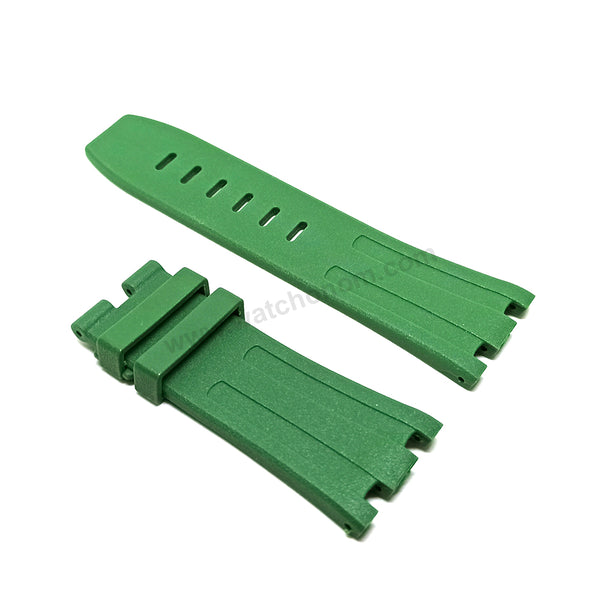 Fits/For AP Audemars Piquet Royal 15703 Oak OFFSHORE - 28mm Leaf Green Rubber Silicone Replacement Watch Band Strap