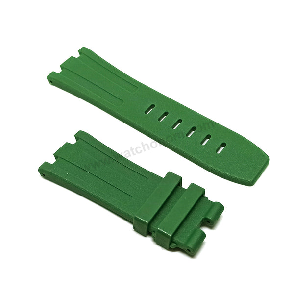 Fits/For AP Audemars Piquet Royal 15703 Oak OFFSHORE - 28mm Leaf Green Rubber Silicone Replacement Watch Band Strap