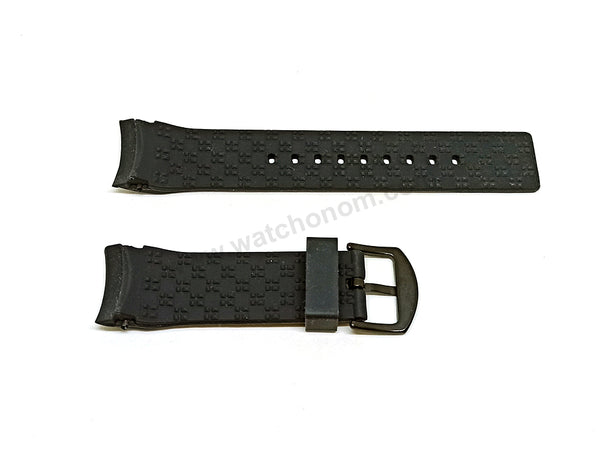 Fits/for Aviator AVW9169 , AVW9169G155 , AVW9169G182 - 22mm Black Soft Silicone Rubber Replacement Curved End Replacement Watch Band / Strap