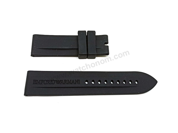 Fits/For Emporio Armani AR0683 , AR0686 - 23mm Black Rubber Replacement Watch Band Strap Belt