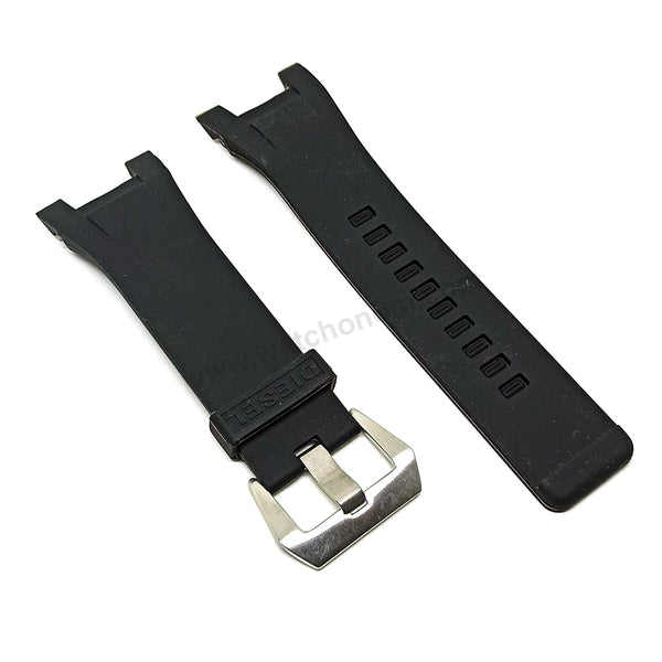 Fits/For Diesel Bugout DZ4287 - 32mm Black Rubber Silicone Replacement Watch Band Strap Belt
