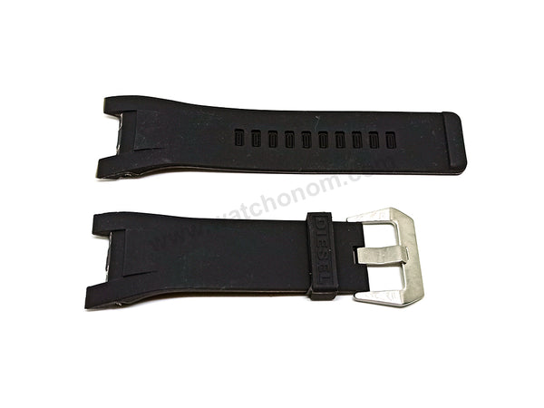 Fits/For Diesel Bugout DZ4287 - 32mm Black Rubber Silicone Replacement Watch Band Strap Belt