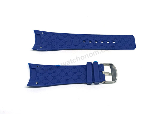 26mm Navy Blue Rubber Watch Band / Strap Compatible with Gucci YA114-2/071 i-gucci digital watch 114, 114-2, YA114207, 316L