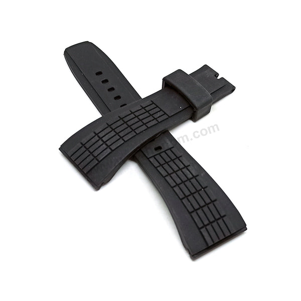 Fits/For Seiko Velatura 7T62-0KN0 - SNAE17P2 - 26mm Black Rubber Replacement Watch Band Strap Belt