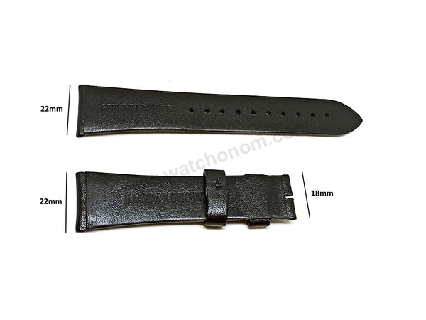 Fits/For Emporio Armani AR11573 , AR60012 - 22mm Black Leather Replacement Watch Band Strap Belt