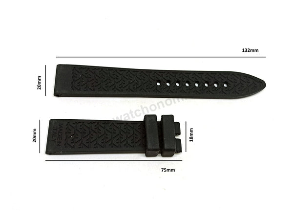 Fits/For Emporio Armani AR1053 - 20mm Black Rubber Silicone Replacement Watch Band Strap Belt