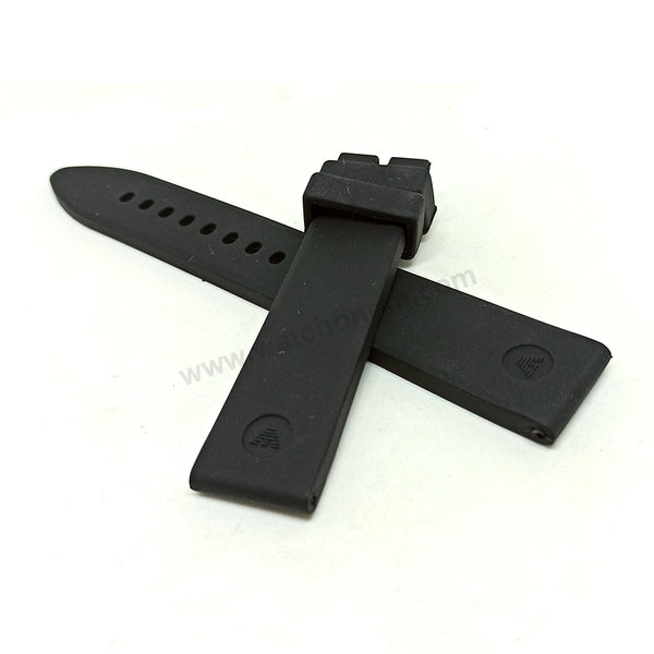 Fits/For Emporio Armani AR1053 - 20mm Black Rubber Silicone Replacement Watch Band Strap Belt