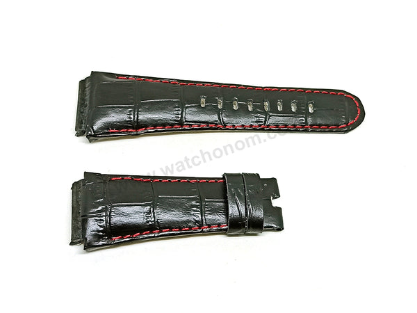 Fits/For TW Steel Ceo Tech CE4008 , CE4110 - 22mm Black Genuine Leather Handmade Replacement Watch Band Strap Belt