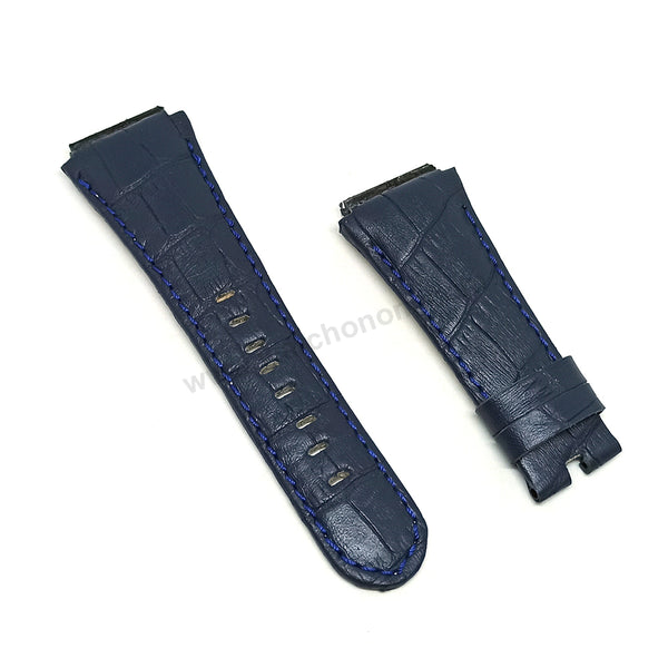 Fits/For TW Steel Ceo Tech CE4003 , CE4007 - 22mm Navy Blue Genuine Leather Handmade Replacement Watch Band Strap Belt