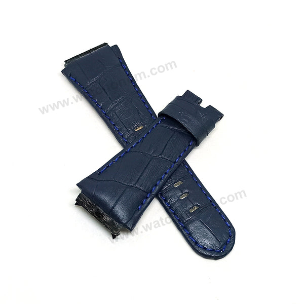 Fits/For TW Steel Ceo Tech CE4003 , CE4007 - 22mm Navy Blue Genuine Leather Handmade Replacement Watch Band Strap Belt