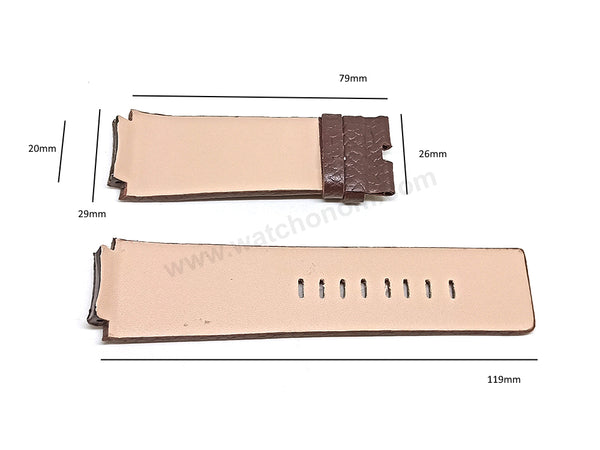 Fits/For Diesel DZ1111 , DZ1145 , DZ1222 - 20mm Brown Genuine Leather Handmade Replacement Watch Band Strap Belt