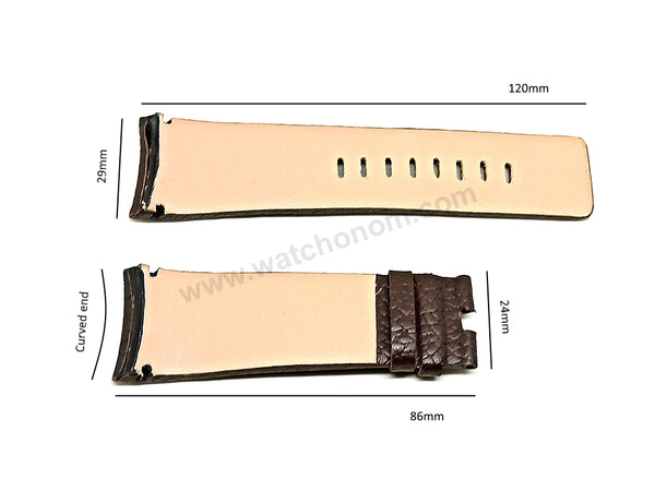 Fits/For Diesel Shadow DZ1179 , DZ1180 , DZ1317 - 29mm Brown Genuine Leather Handmade Replacement Watch Band Strap Belt