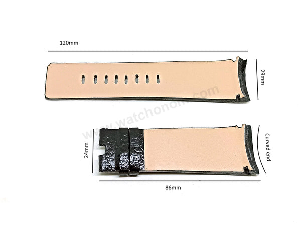 Fits/For Diesel Shadow DZ1178 - 29mm Black Genuine Leather Handmade Replacement Watch Band Strap Belt