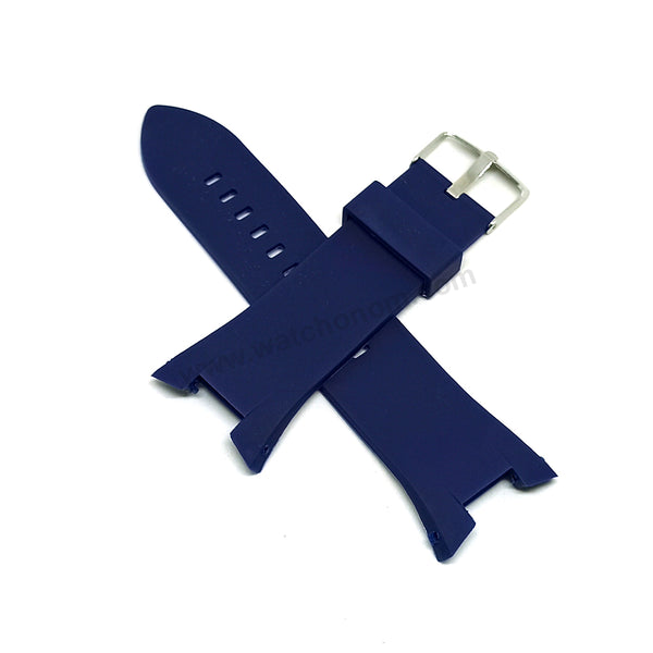 Fits/For Armani Exchange AX1041 , AX1084 , AX1108 , AX1185 , AX1282 - 29mm Blue Rubber Silicone Replacement Watch Band Strap