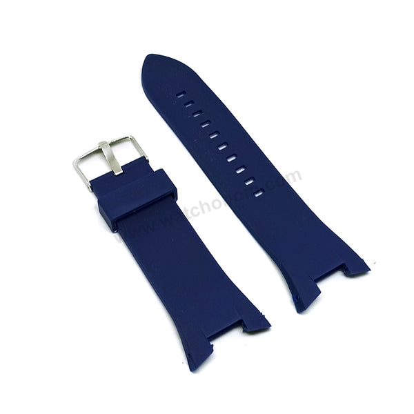 Fits/For Armani Exchange AX1041 , AX1084 , AX1108 , AX1185 , AX1282 - 29mm Blue Rubber Silicone Replacement Watch Band Strap