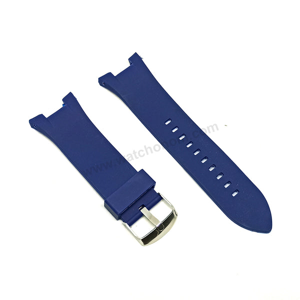 Fits/For Armani Exchange AX1041 , AX1084 , AX1108 , AX1185 , AX1282 - 29mm Blue Rubber Silicone Replacement Watch Band Strap