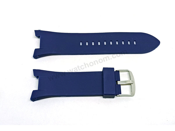 Fits/For Armani Exchange AX1041 , AX1084 , AX1108 , AX1185 , AX1282 - 29mm Blue Rubber Silicone Replacement Watch Band Strap