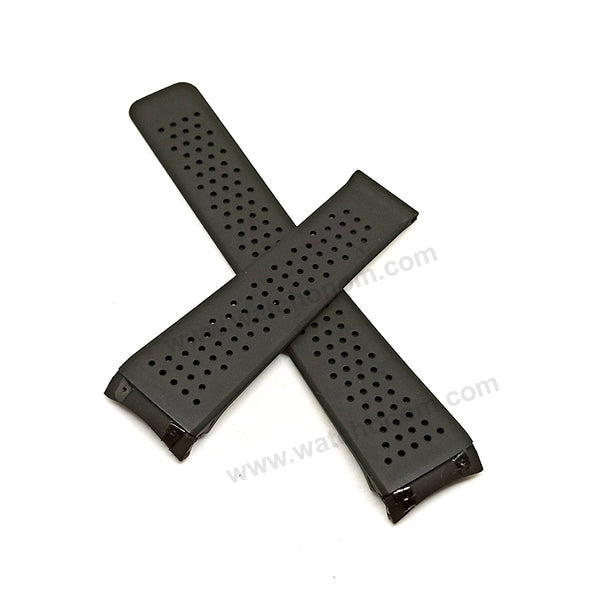 Fits/For TAG Heuer Grand Carrera Caliber 17 RS - 22mm Black Rubber FT6016 Replacement Watch Band Strap Belt