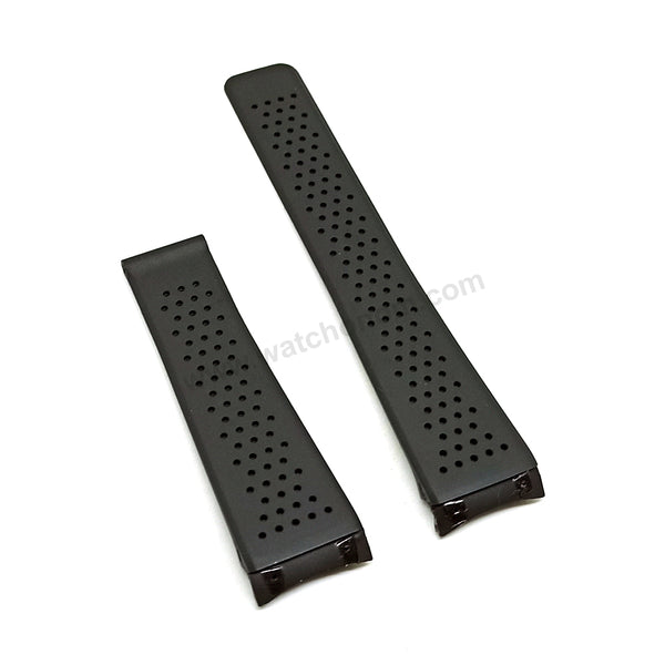 Fits/For TAG Heuer Grand Carrera Caliber 17 RS - 22mm Black Rubber FT6016 Replacement Watch Band Strap Belt
