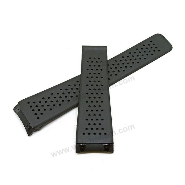 Fits/For TAG Heuer Grand Carrera Caliber 17 RS - 22mm Black Rubber FT6016 Replacement Watch Band Strap Belt