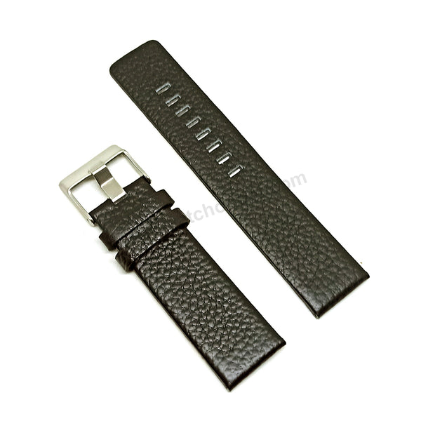 Fits/For Diesel DZ4297 Overflow - 24mm Black Genuine Leather Replacement Watch Strap Band Belt