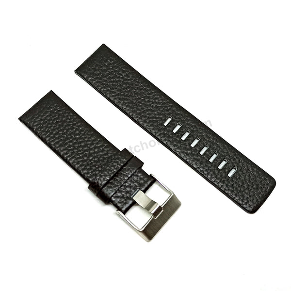 Fits/For Diesel DZ4297 Overflow - 24mm Black Genuine Leather Replacement Watch Strap Band Belt