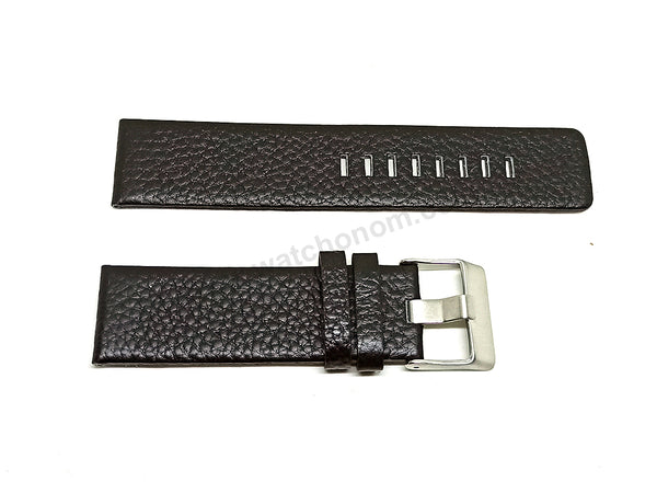 Fits/For Diesel DZ4297 Overflow - 24mm Black Genuine Leather Replacement Watch Strap Band Belt