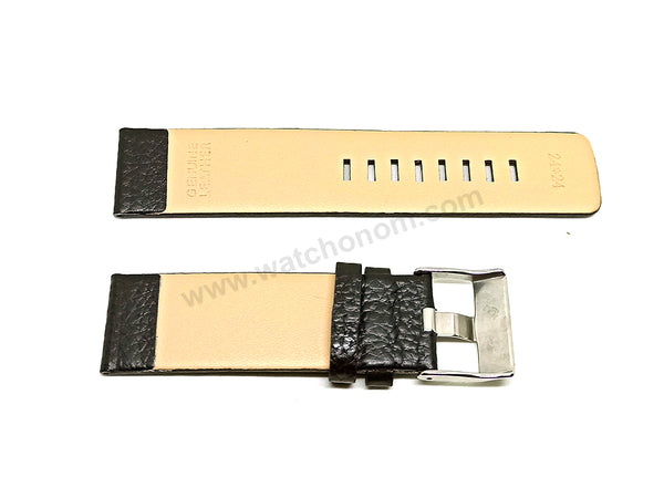 Fits/For Diesel DZ4297 Overflow - 24mm Black Genuine Leather Replacement Watch Strap Band Belt