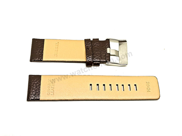Fits/For Diesel DZ1467 , DZ1512 , DZ1661 Time 3 hands Franchise -46 - 24mm Dark Brown Genuine Leather Replacement Watch Strap Band Belt