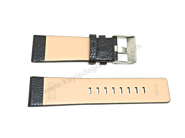 Fits/For Diesel DZ7345 , DZ7346 BAMF - 26mm Black Genuine Leather Replacement Watch Strap Band Belt