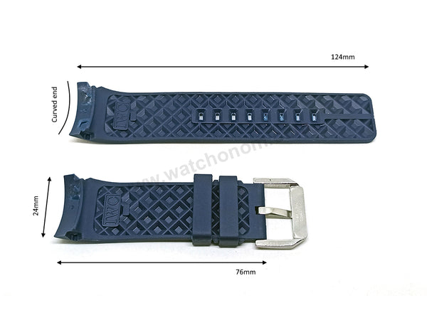 Fits/for IWC wristwatches - 24mm Navy Blue Rubber Curved end Replacement Watch Band Strap