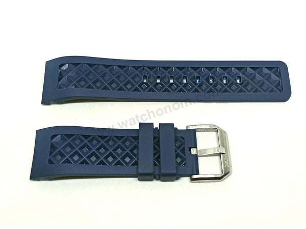 Fits/for IWC wristwatches - 24mm Navy Blue Rubber Curved end Replacement Watch Band Strap